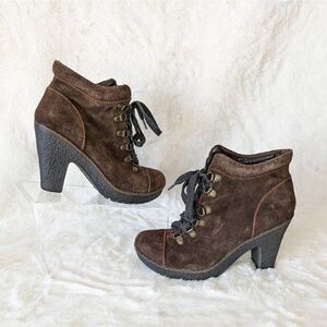 BOC Barn Womens Heeled Ankle Boots Suede Brown Size US 6.5